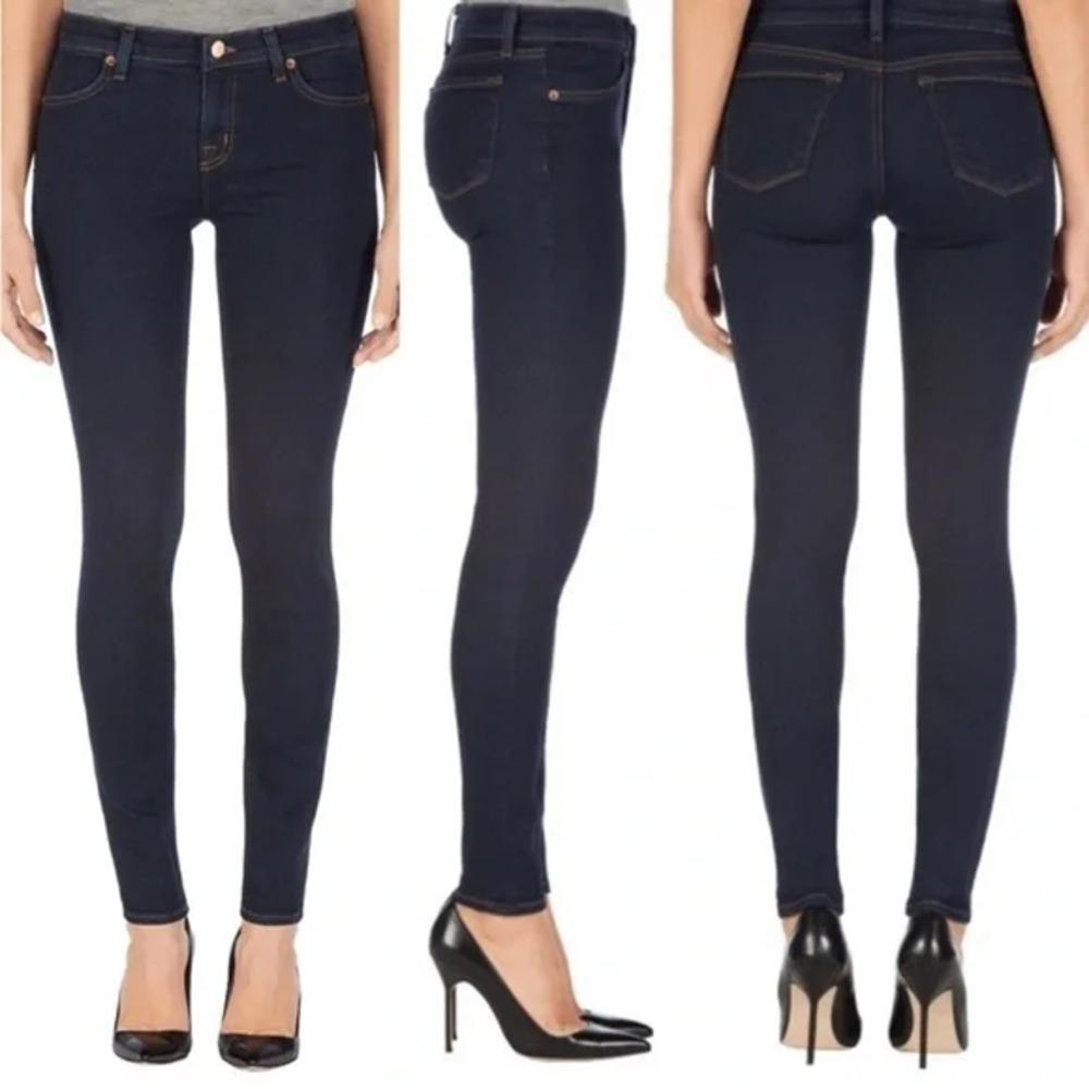 J Brand Super Skinny Jeans In Metropol Very Dark Blue Wash Size 27 Stretch Denim